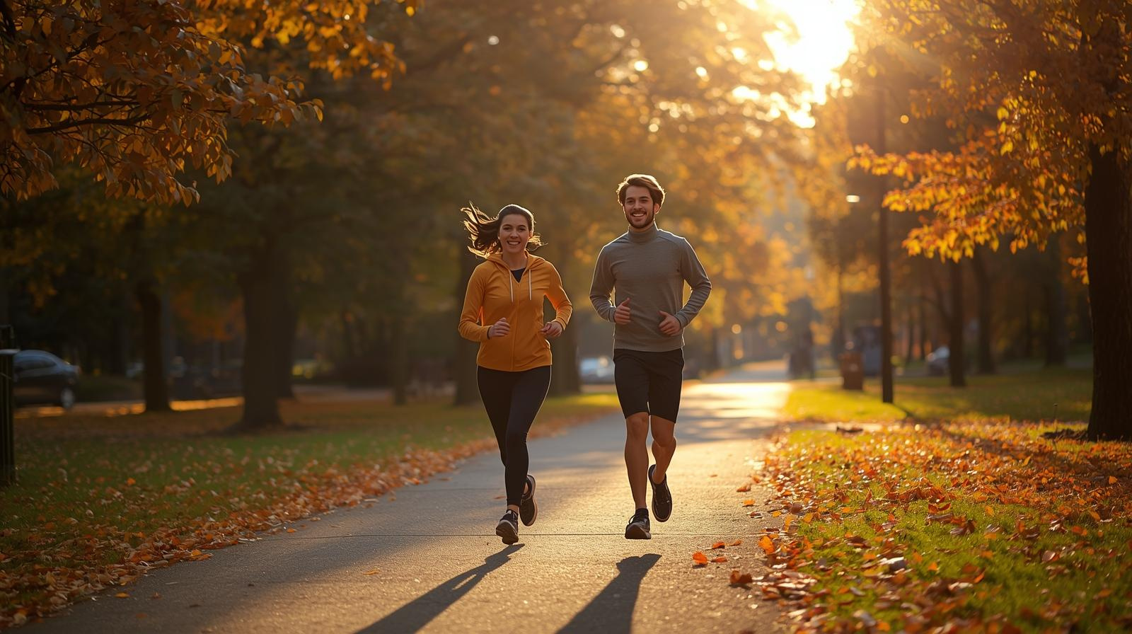 Ľudia rôzneho veku behajú v parku poÄas jesene â návrat k pohybu s kartou MultiSport.